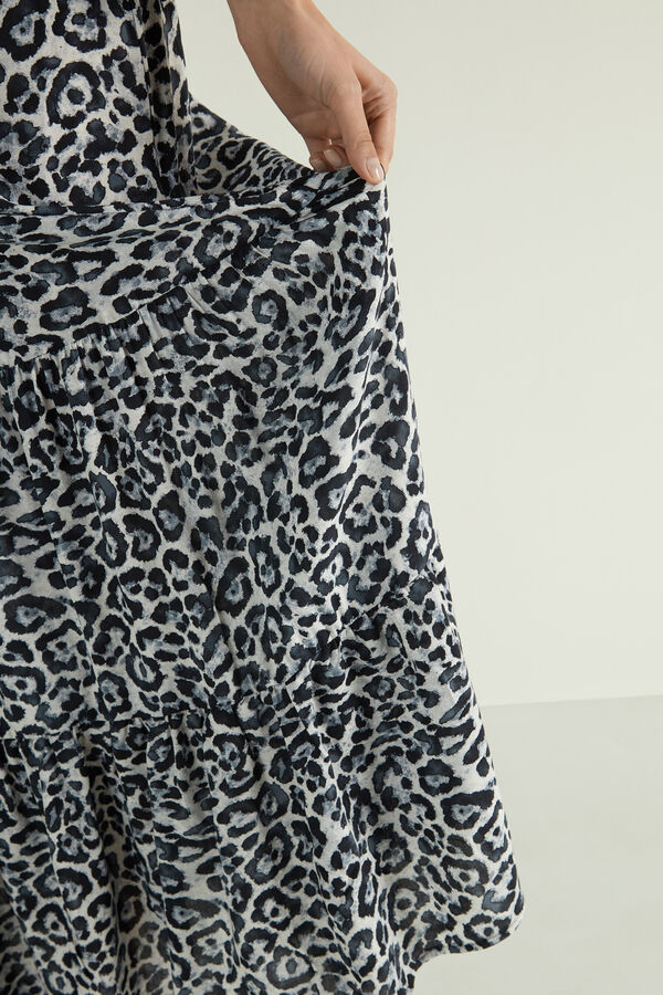 Long Canvas Skirt with Frill  