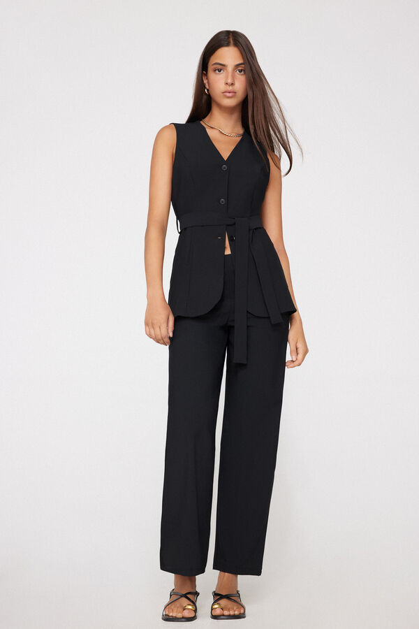 Long Easy Fit Microfibre Cigarette Trousers  