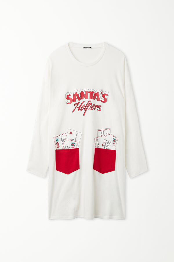 Heavy Cotton Christmas-Print Nightgown  