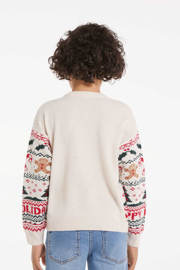 Kids’ Unisex Rounded Neck Sweater with Christmas Print  
