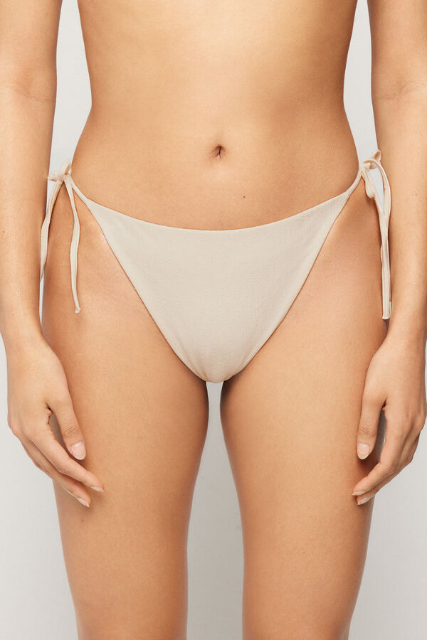 White Paradise Bay Tie Brazilian Bikini Bottoms  