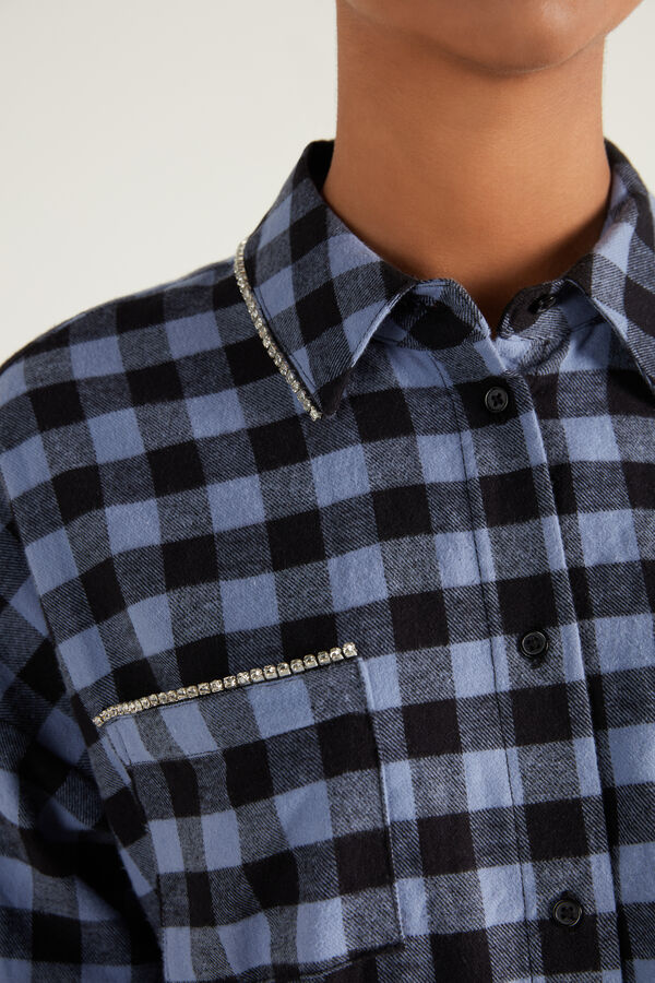 Jewelled Flannel Long Sleeve Shirt  