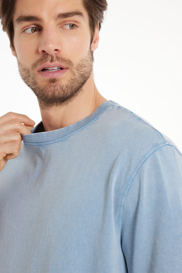 T-Shirt Στρογγυλή Λαιμόκοψη Βαμβακερό Πετροπλυμένο  