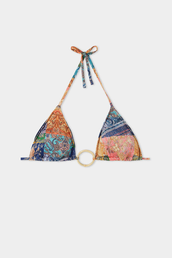 Chic Bamboo Triangle Bikini Top with Removable Cups  