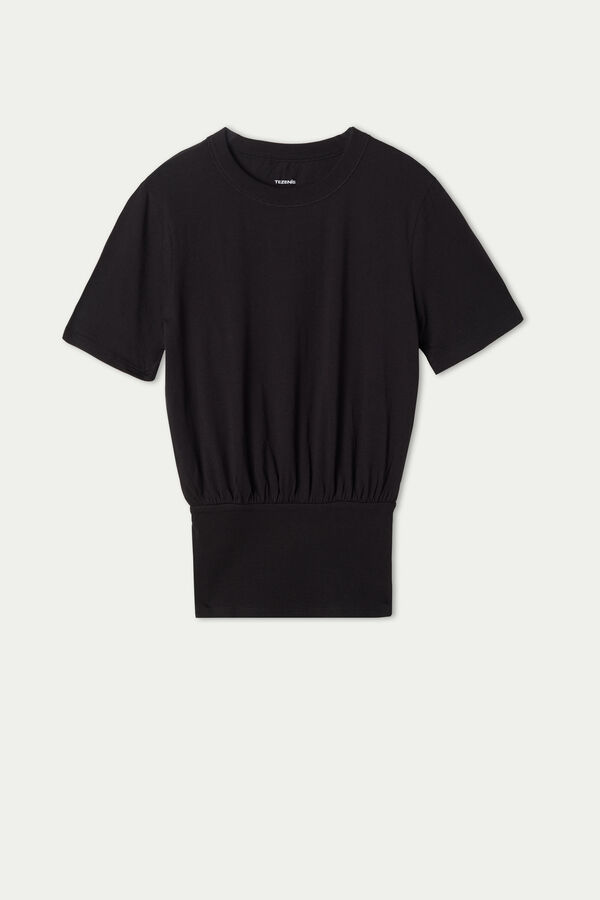 Cropped Ribbed Cotton T-Shirt  