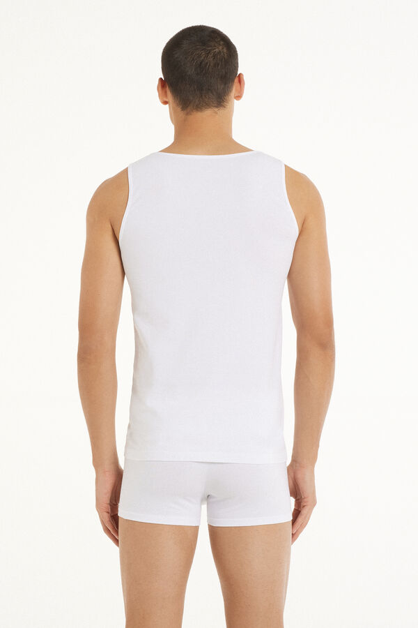 Stretch Cotton Vest with Wide Shoulder Straps  