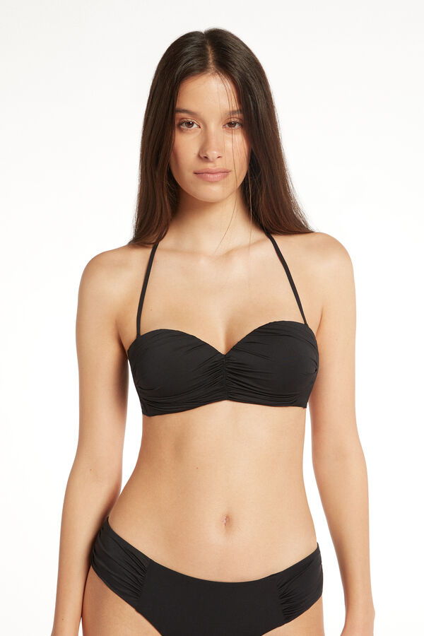 Recycled Microfibre Padded Bandeau Bikini Top with Gathering  
