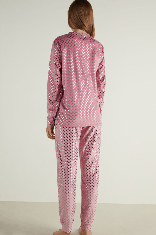 Long Foil Star Microfleece Pyjamas  