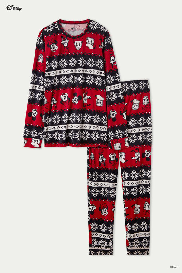 Dlouhé Pánské Pyžamo z Mikroflísu s Vánočním Severským a Disneyovským Vzorem  