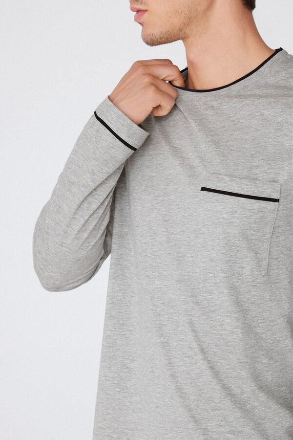 Pyjama homme long passpoil&eacute;  