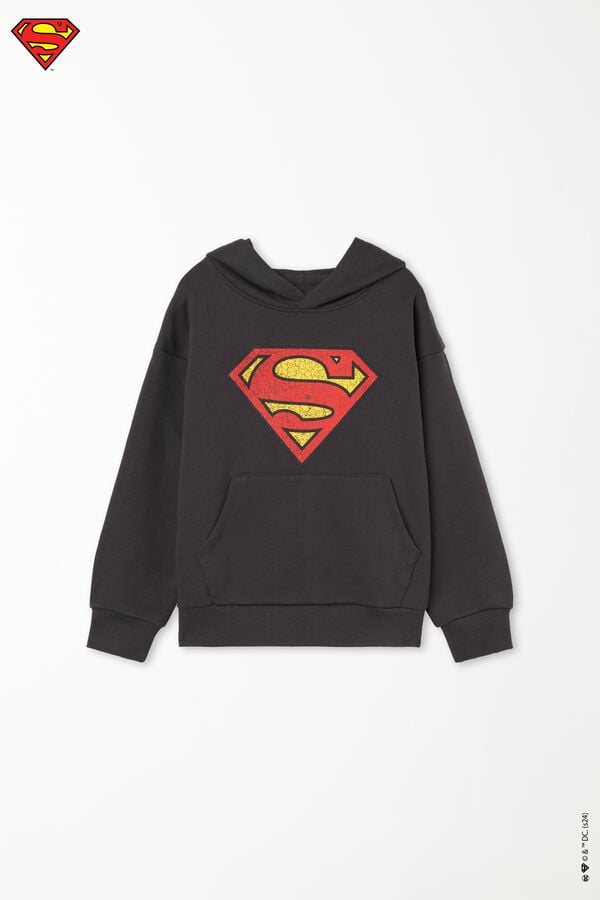 Sweatshirt Felpa Manga Comprida com Capuz Estampado Superman Menino  