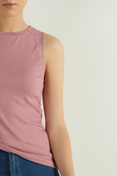 Ribbed Camisole with Wide Shoulder Straps