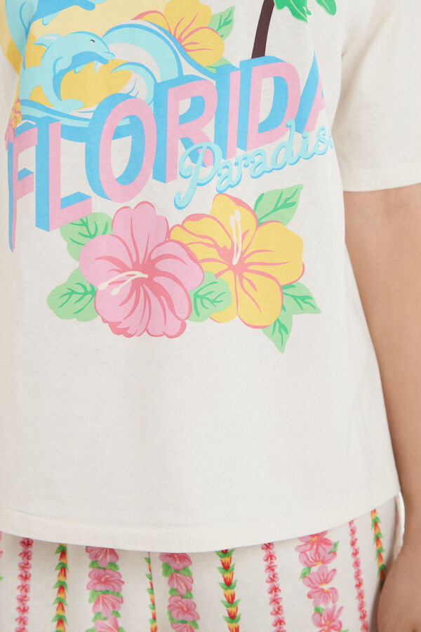 Pijama Scurtă cu Mânecă Scurtă din Bumbac cu Imprimeu „Florida Paradise”  
