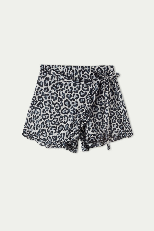Canvas Shorts with Rouches  