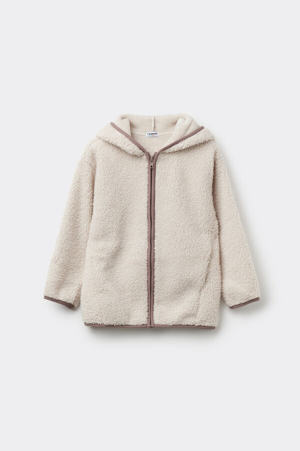 Giacca Teddy con Zip e Cappuccio Bimbi Unisex  