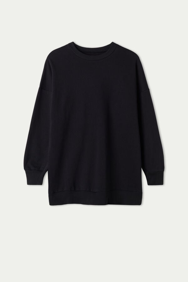 Basic Solid Color Oversized Cotton Sweatshirt  