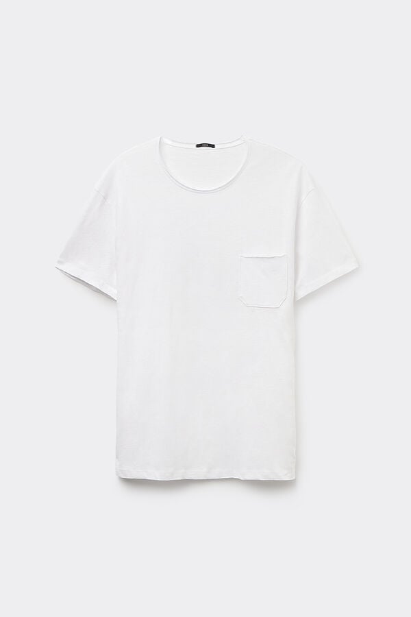 Slub Cotton T-Shirt with Breast Pocket  