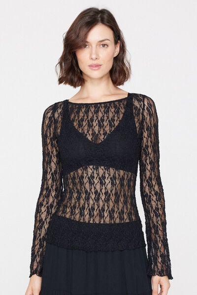 Maglia Manica Lunga Ampia in Pizzo