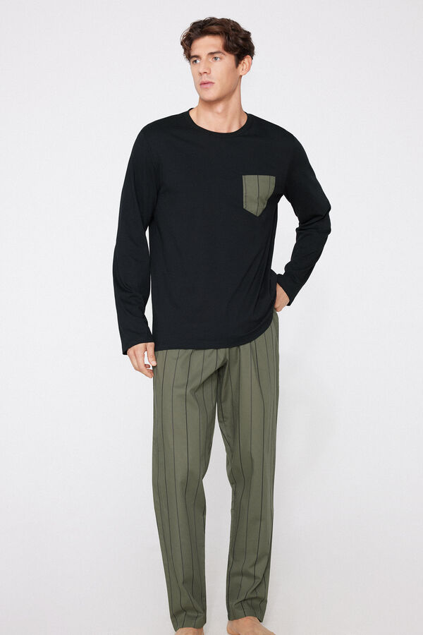 Long Cotton Pyjamas with Pocket  