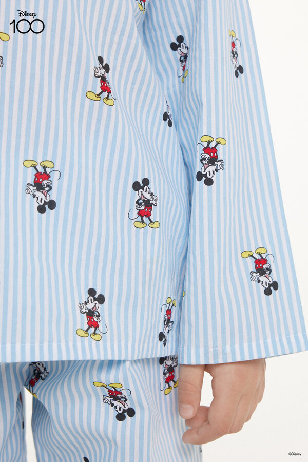 Boys’ Long Cotton Canvas Button-Down Pyjamas with Disney 100 Print  