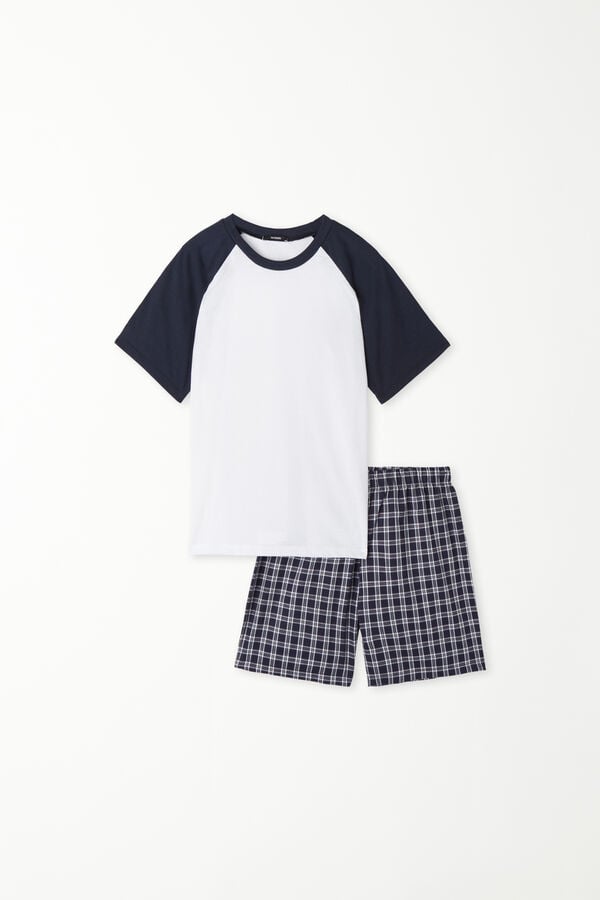 Boys’ Short Checkered Cotton Pajamas  