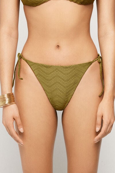Olive Green Sparkling Touch Tie Brazilian Bikini Bottoms