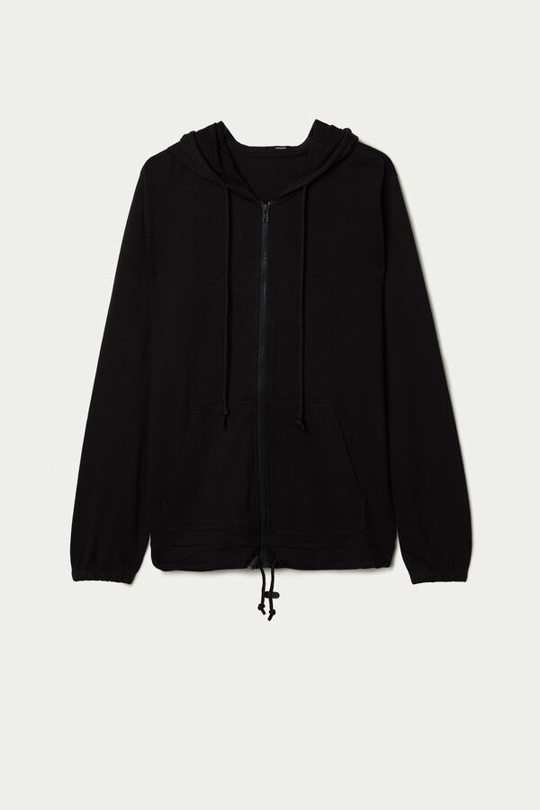 Hooded Sweatshirt with Zip and Drawstring  