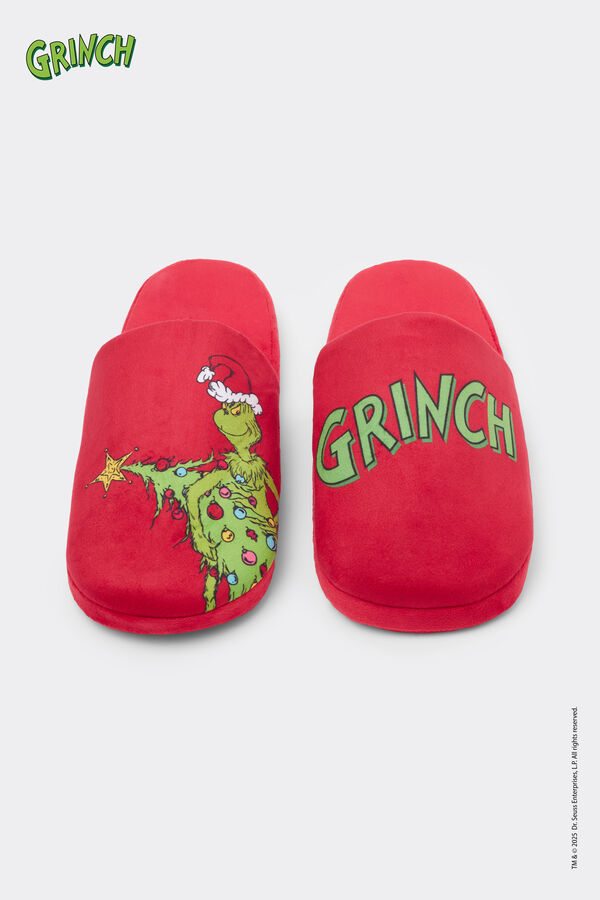 Men's Grinch Print Slippers  