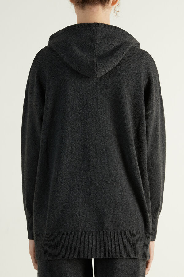 Loungewear Long Sleeve Hooded Sweatshirt with Zip in Recycled Fabric  