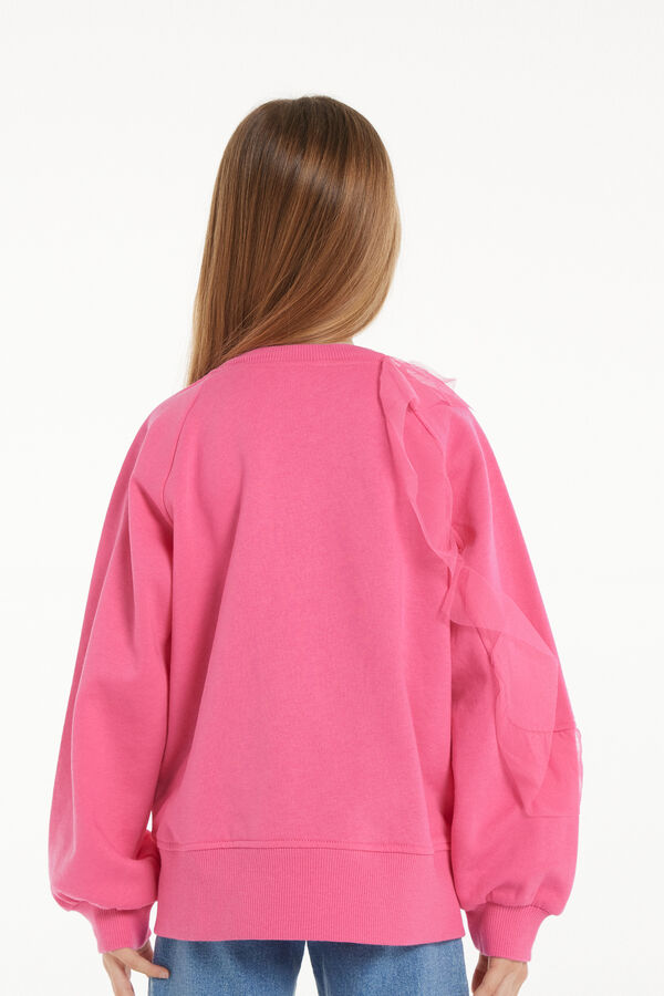 Girls’ Long-Sleeved Sweatshirt with Tulle Frill  
