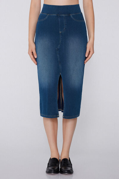 Longuette Sukně Soft Flex Denim