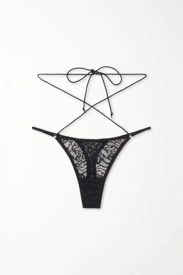 Tanga con Pernera Alta y Tiras Laterales Finas After Midnight Lace  