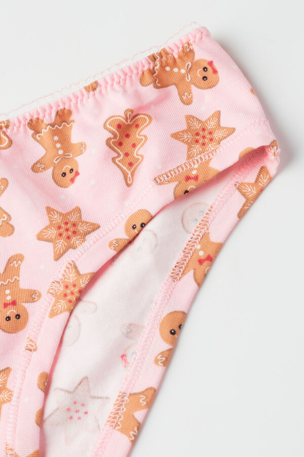 Girls' Cotton Briefs with Christmas Print  
