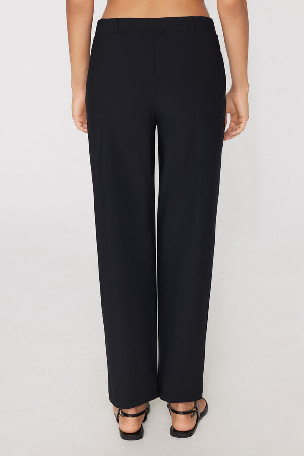 Long Easy Fit Microfibre Cigarette Trousers  