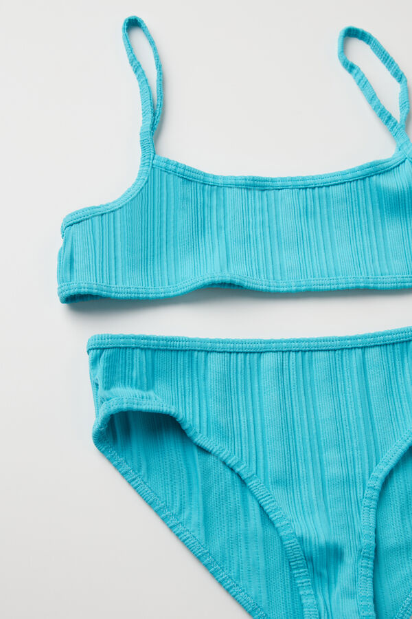 Bustier-Bikinioberteil mit Slip für Mädchen gerippt recycelt  