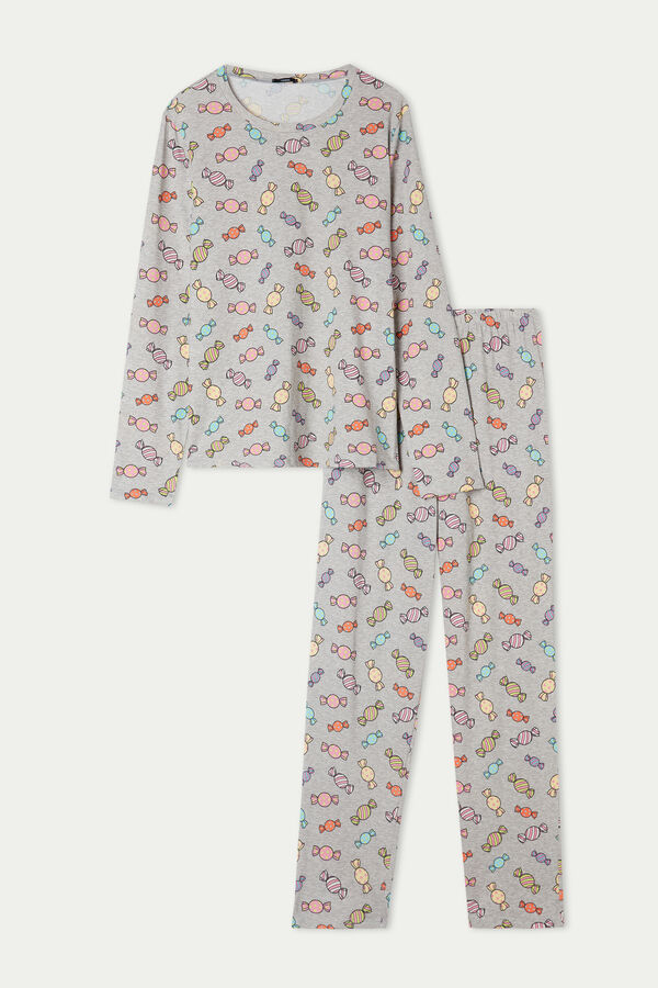 Candy Print Long Cotton Pyjamas  