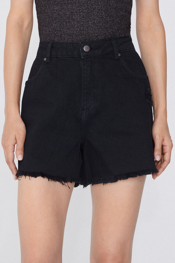 Short in Denim Sfrangiati  