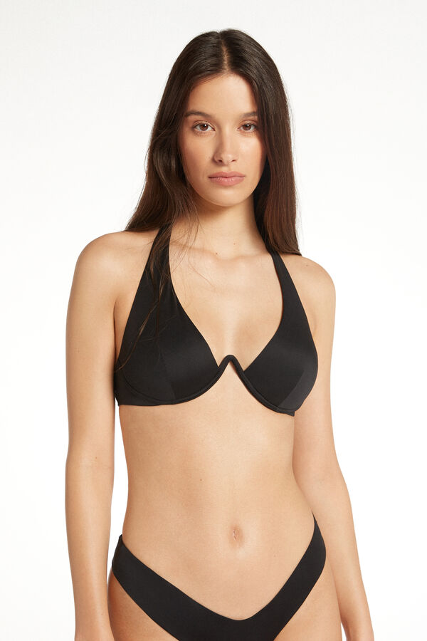 Push-Up Bikini Top in Recycled Microfibre with Wide Shoulder Straps  