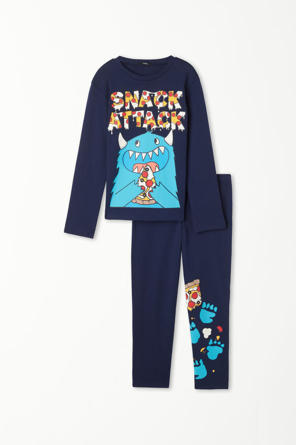Boys’ Full Length Heavy Cotton “Snack Attack” Print Pajamas  