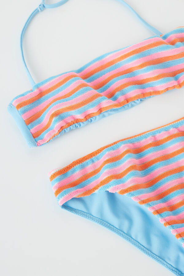 Bikini Bandeau con Rayas de Colores para Niña  