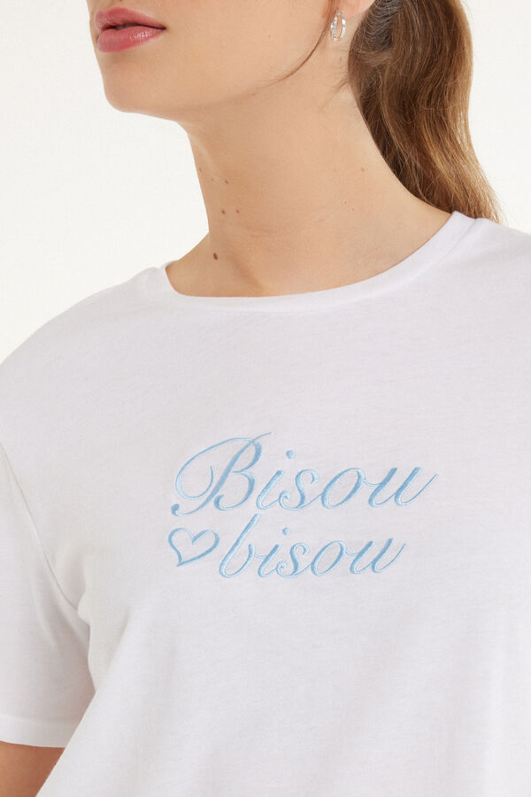 Short Cotton Pyjamas with "Bisou" Print  