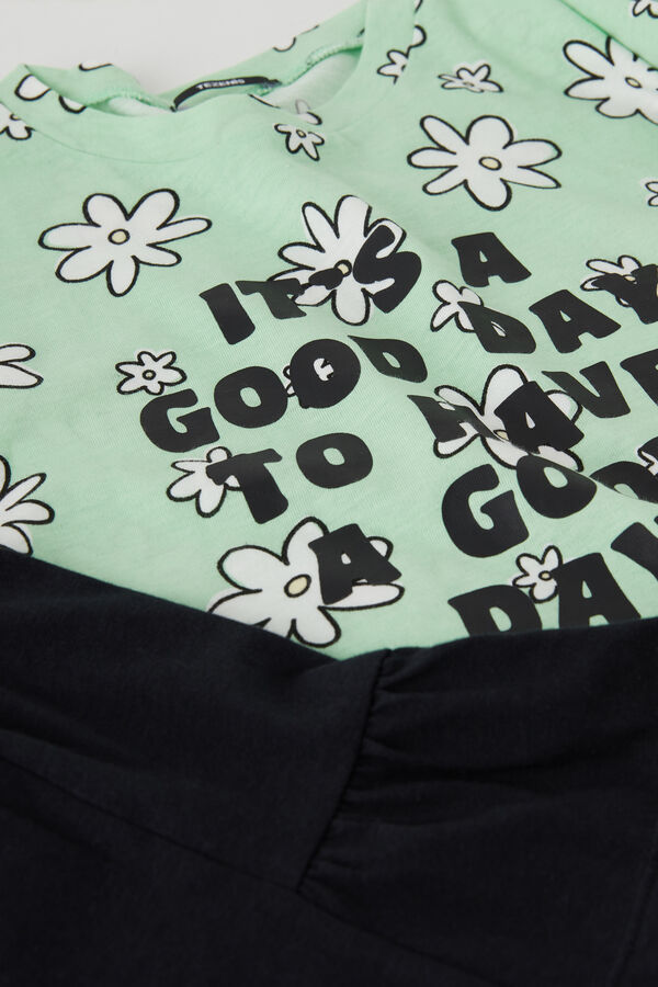Girls’ Short Cotton Pyjamas with Good Day Print  
