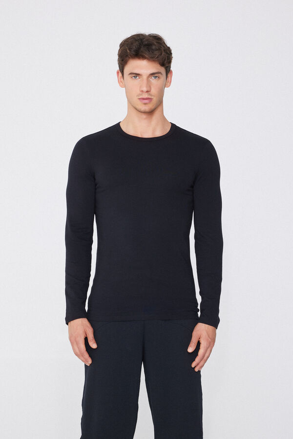 Long-Sleeve Round-Neck Thermal Cotton Top  