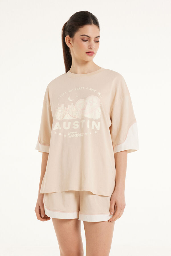 Pijama Corto de Algodón con Estampado Texas  