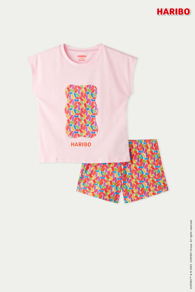 Kurzer Mädchenpyjama aus Baumwolle Haribo-Bärchen
