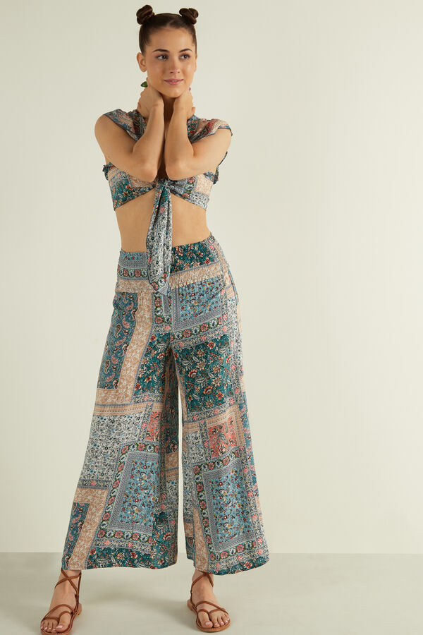 Stitched-Smock Canvas Cropped Trousers  