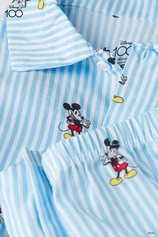 Boys’ Long Cotton Canvas Button-Down Pyjamas with Disney 100 Print  