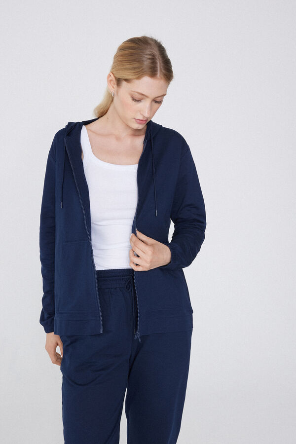 Lightweight Hooded Sweatshirt with Zip and Drawstring  