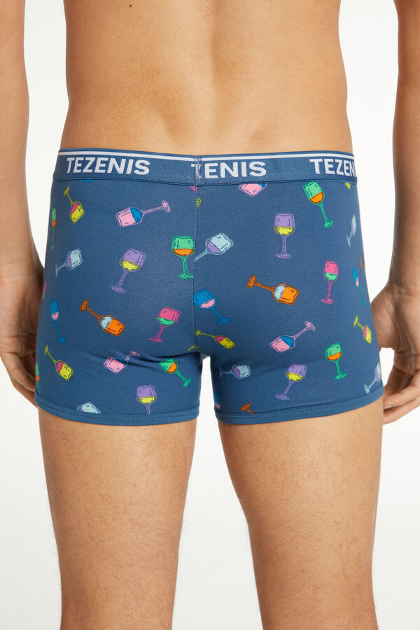 Printed Cotton Boxers with Contrasting Trim and Logo  