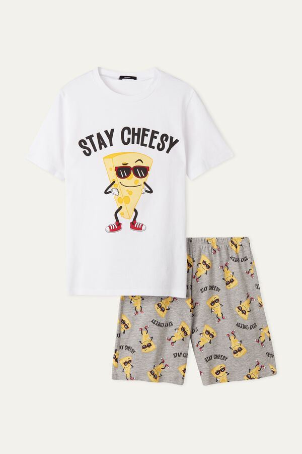 Krátké Chlapecké Bavlněné Pyžamo s Potiskem Sýra  